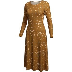 Dainty Jewells Polka Dot Dress S Mustard Yellow White Modest Long Sleeve Midi